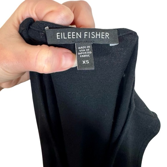 Eileen Fisher Asymmetrical Mesh Handkerchief Hem Sleeveless Jersey Dress - Picture 7 of 9